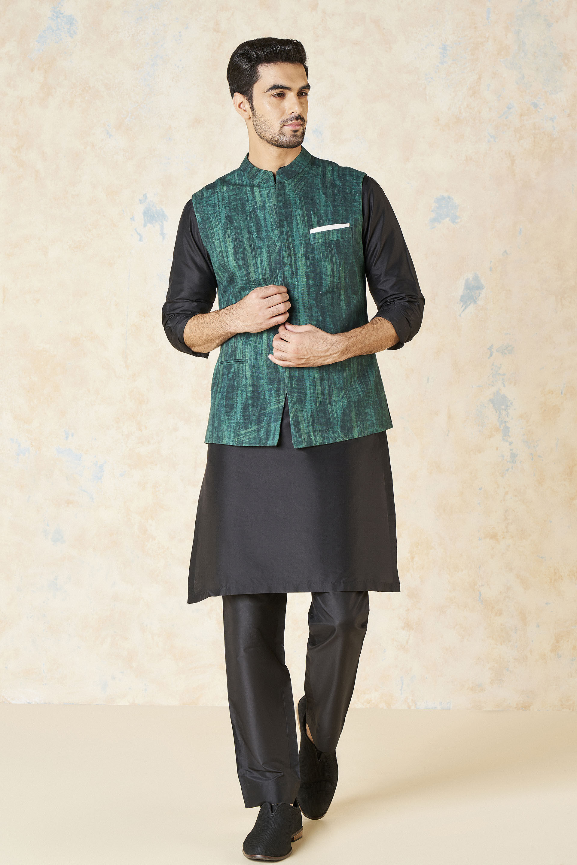 Adhrit Nehru Jacket Green