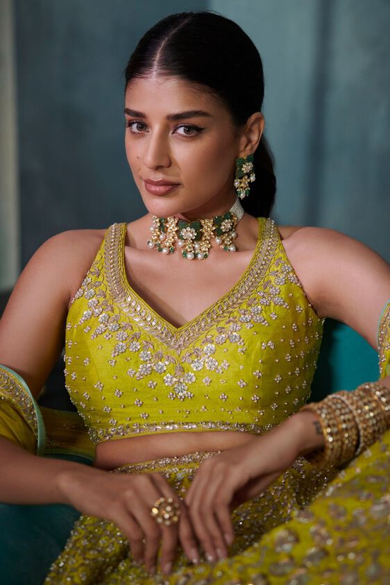 2 - Hea Pichhwai Lehenga Set – Lime, image 2