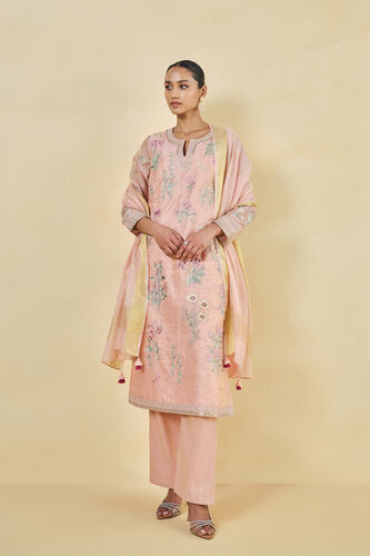 Nasrin Handwoven Maheshwari Suit Set, Blush, image 1