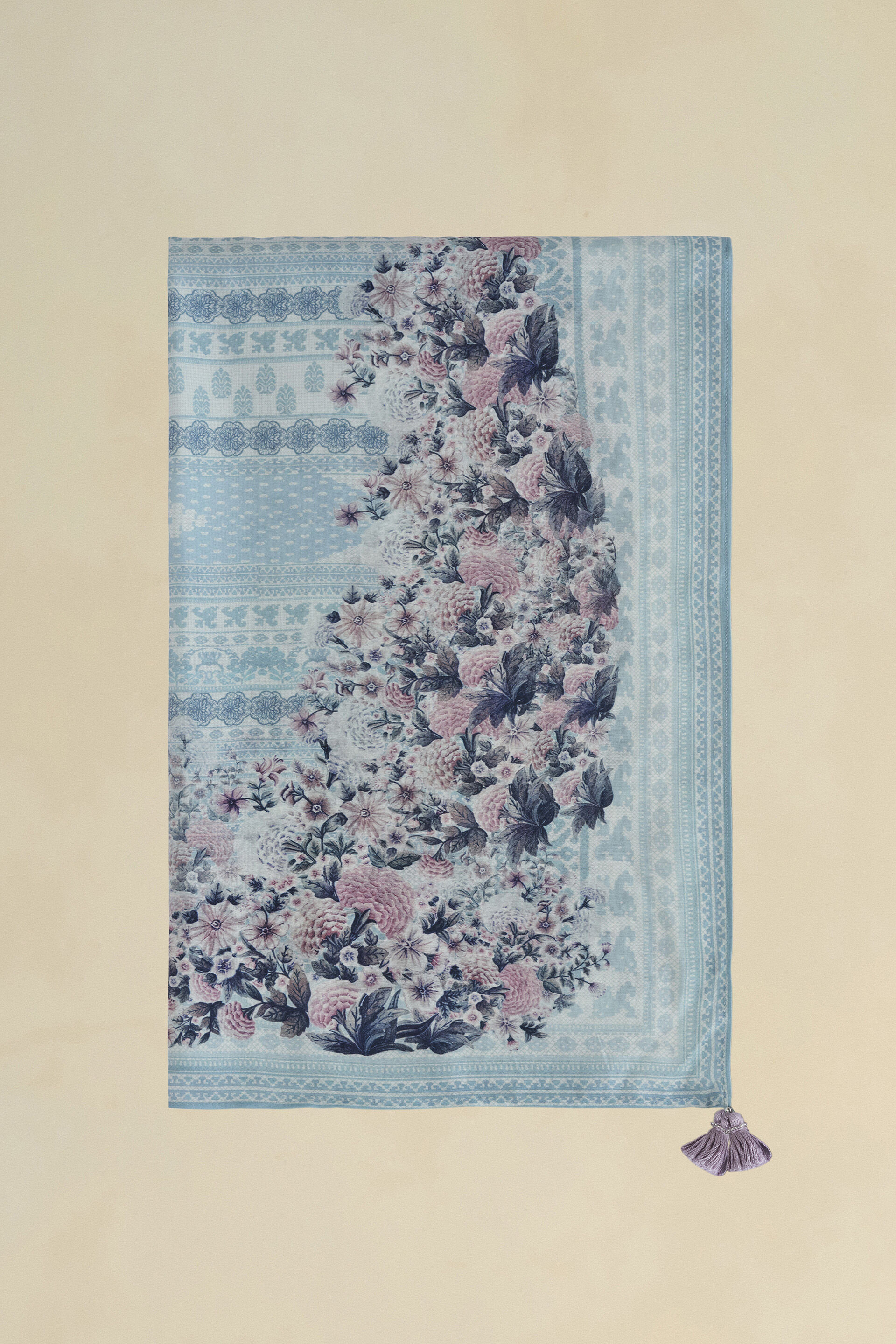 Damson Silk Stole - Blue