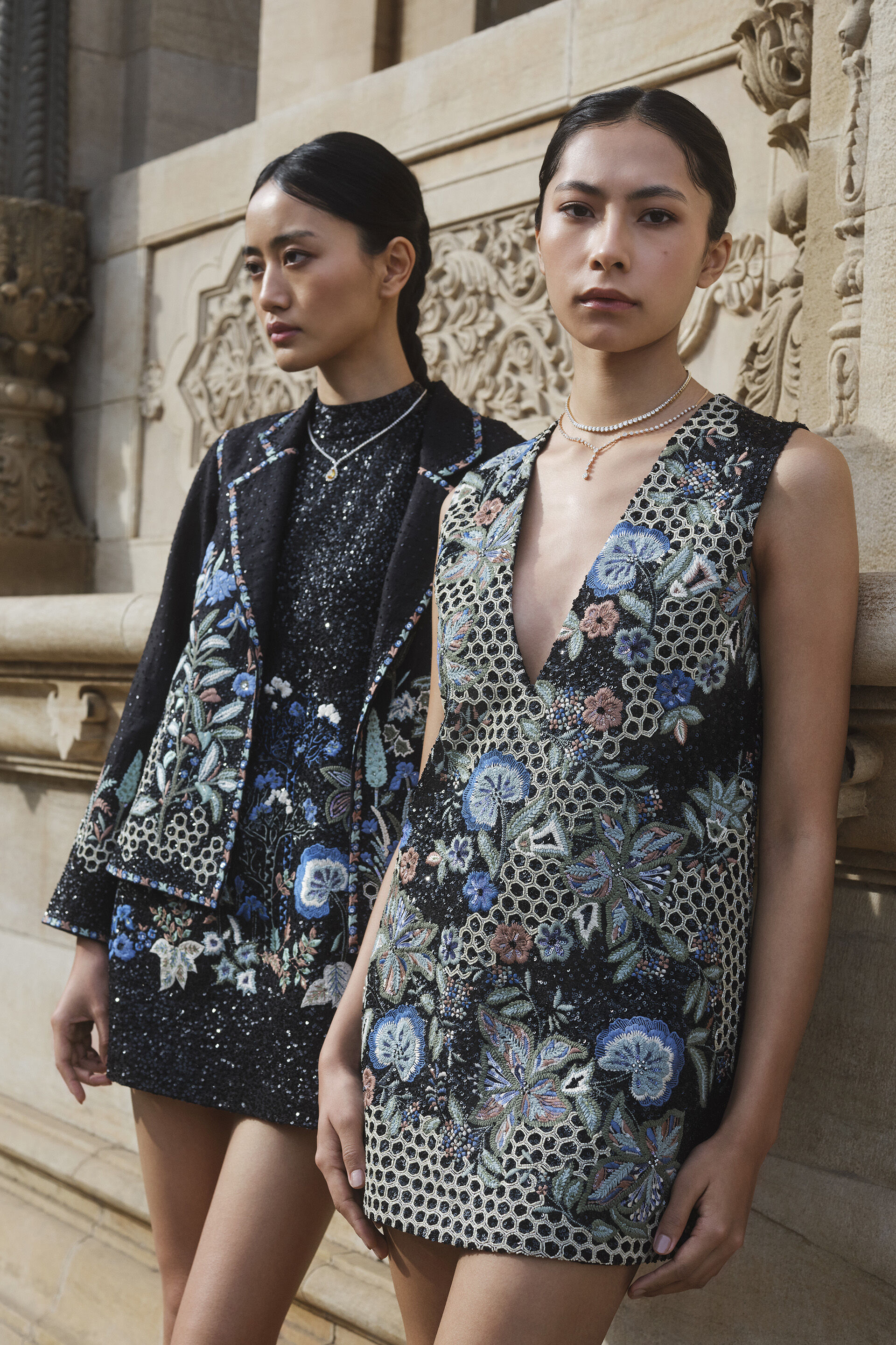 Xanthis Embroidered Silk Mini - Black, Black, image 4