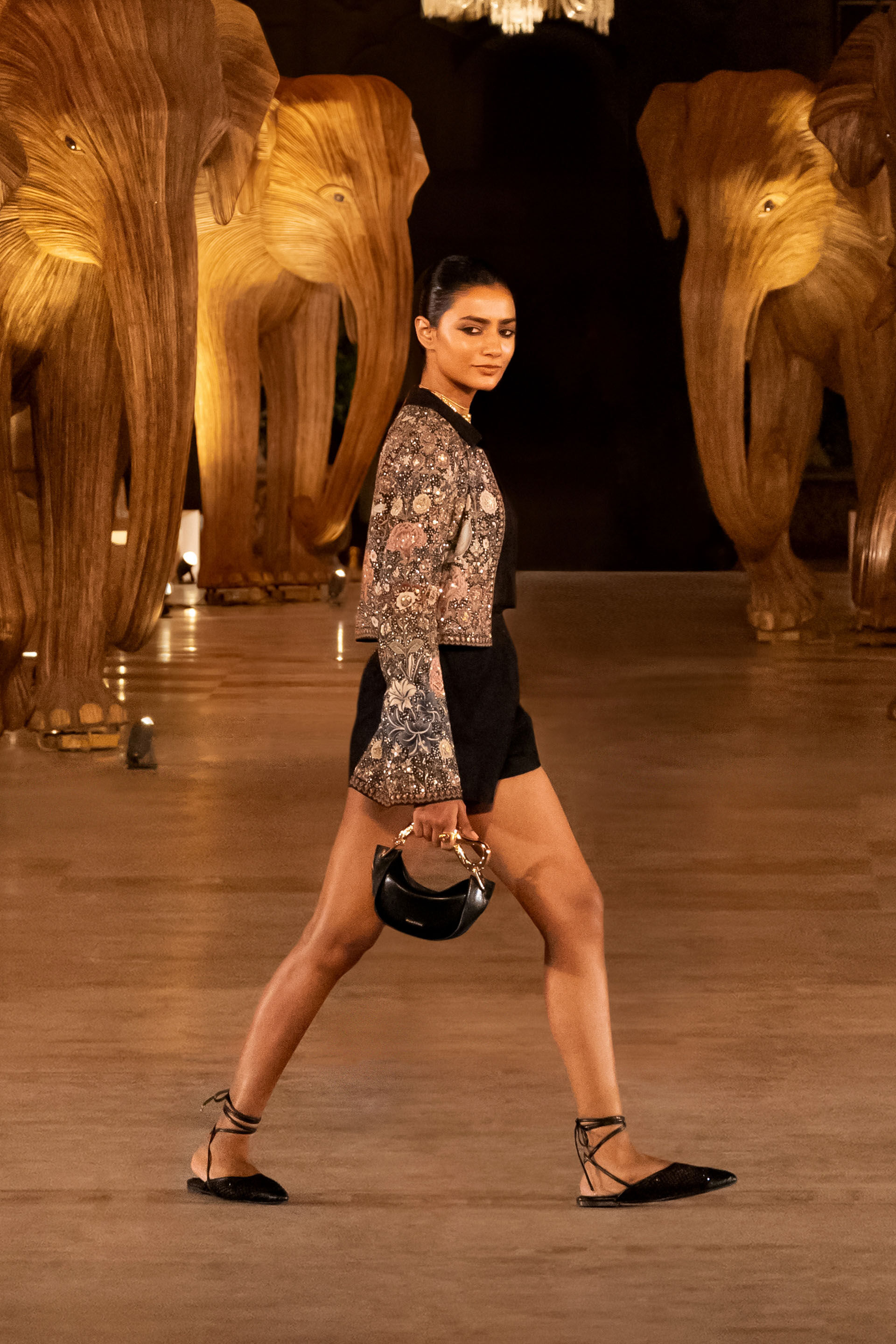 Songs Of The Forest Embroidered Silk Set - Black