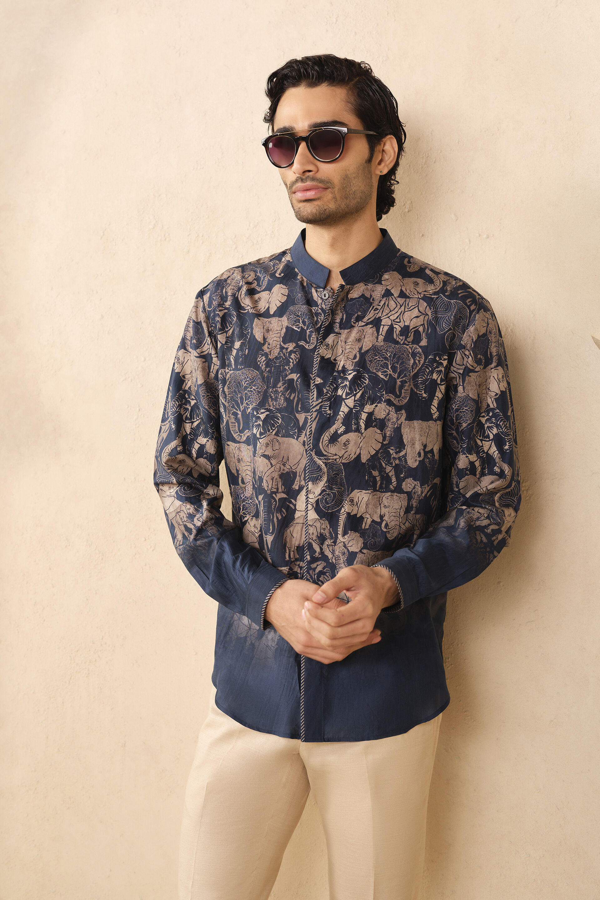 Zyad Silk Shirt - Blue, Blue, image 4