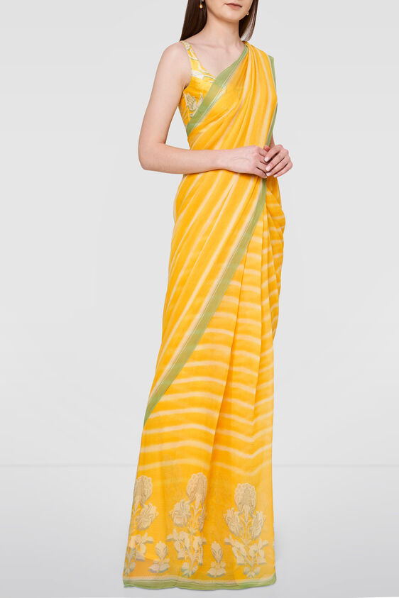 Meera Saree-Yellow, , image 3