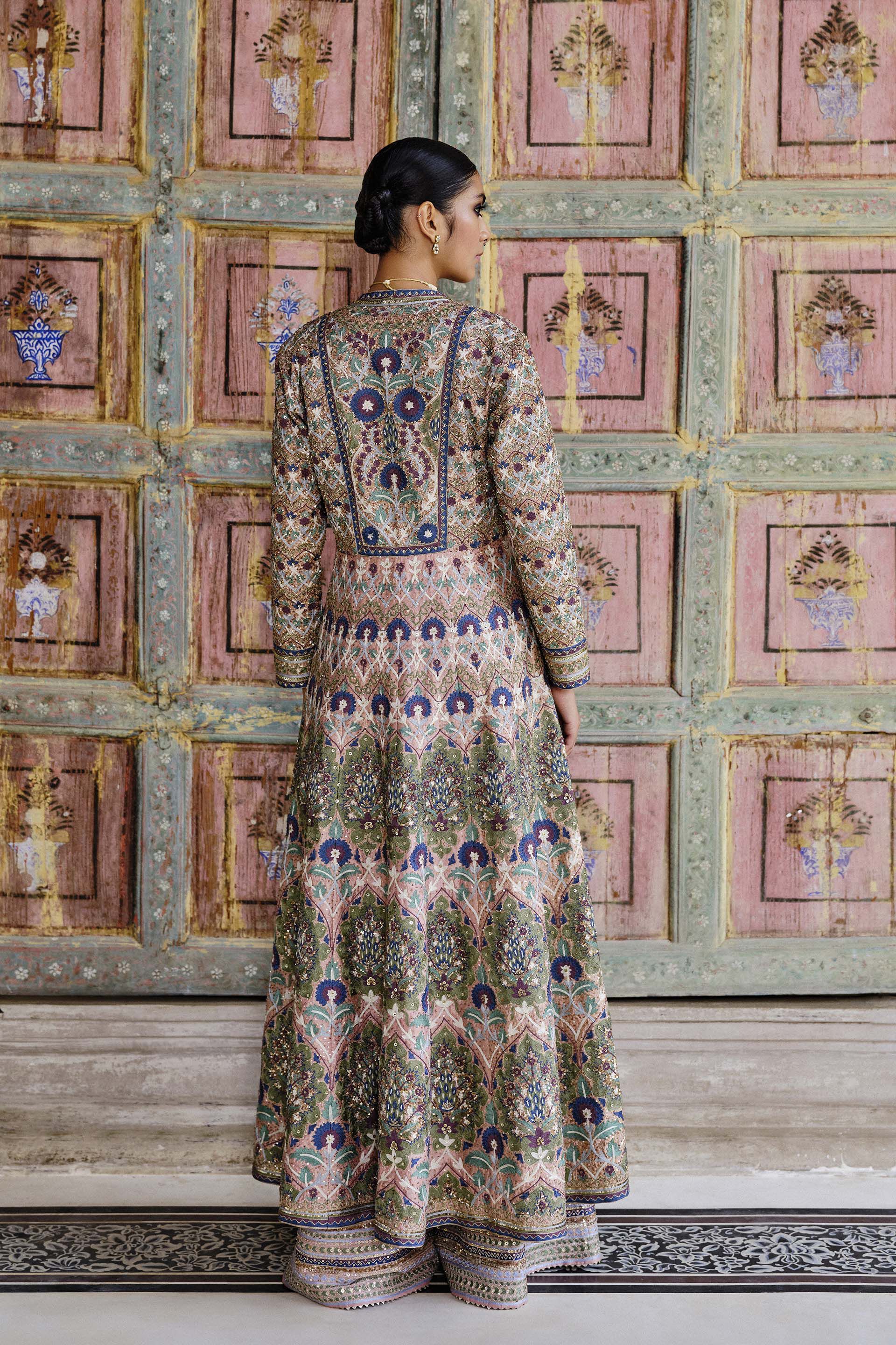 Krandasi Embroidered Zardozi Jacket Set - Blush