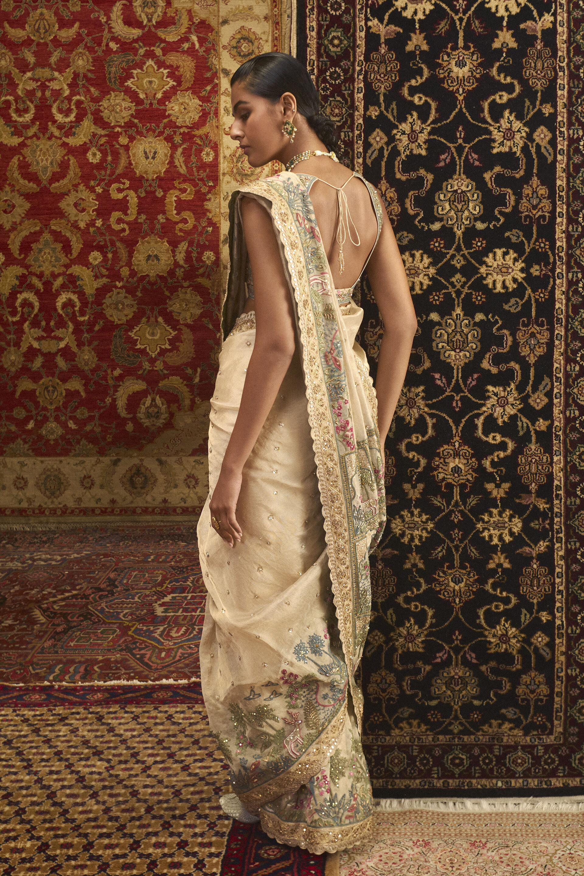 Mekhala SEWA Hand-embroidered Saree - Gold