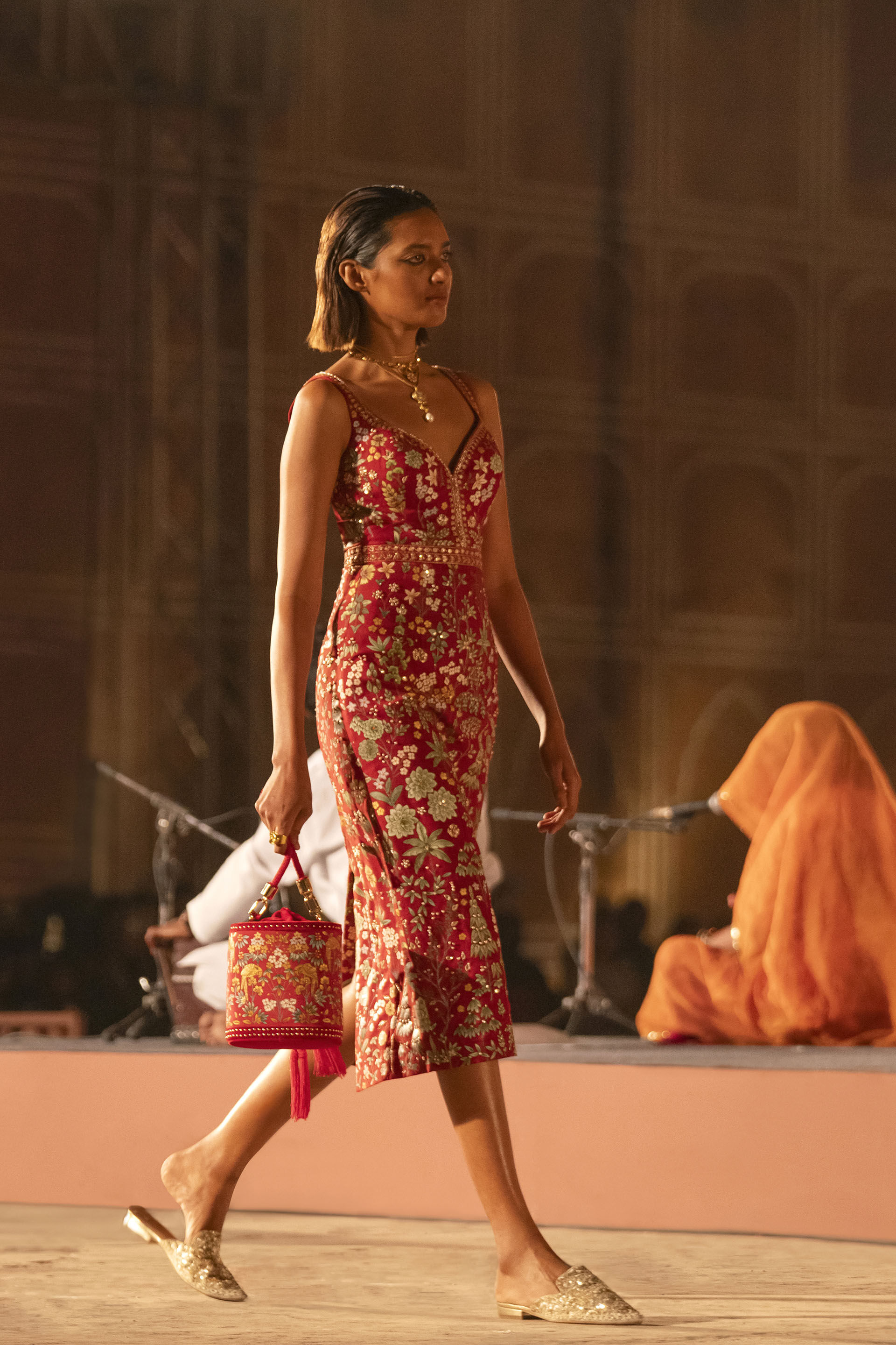 Painted silk dress top