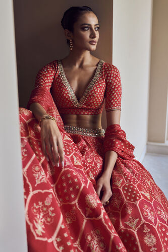 Mehvish Lehenga, Red, image 5