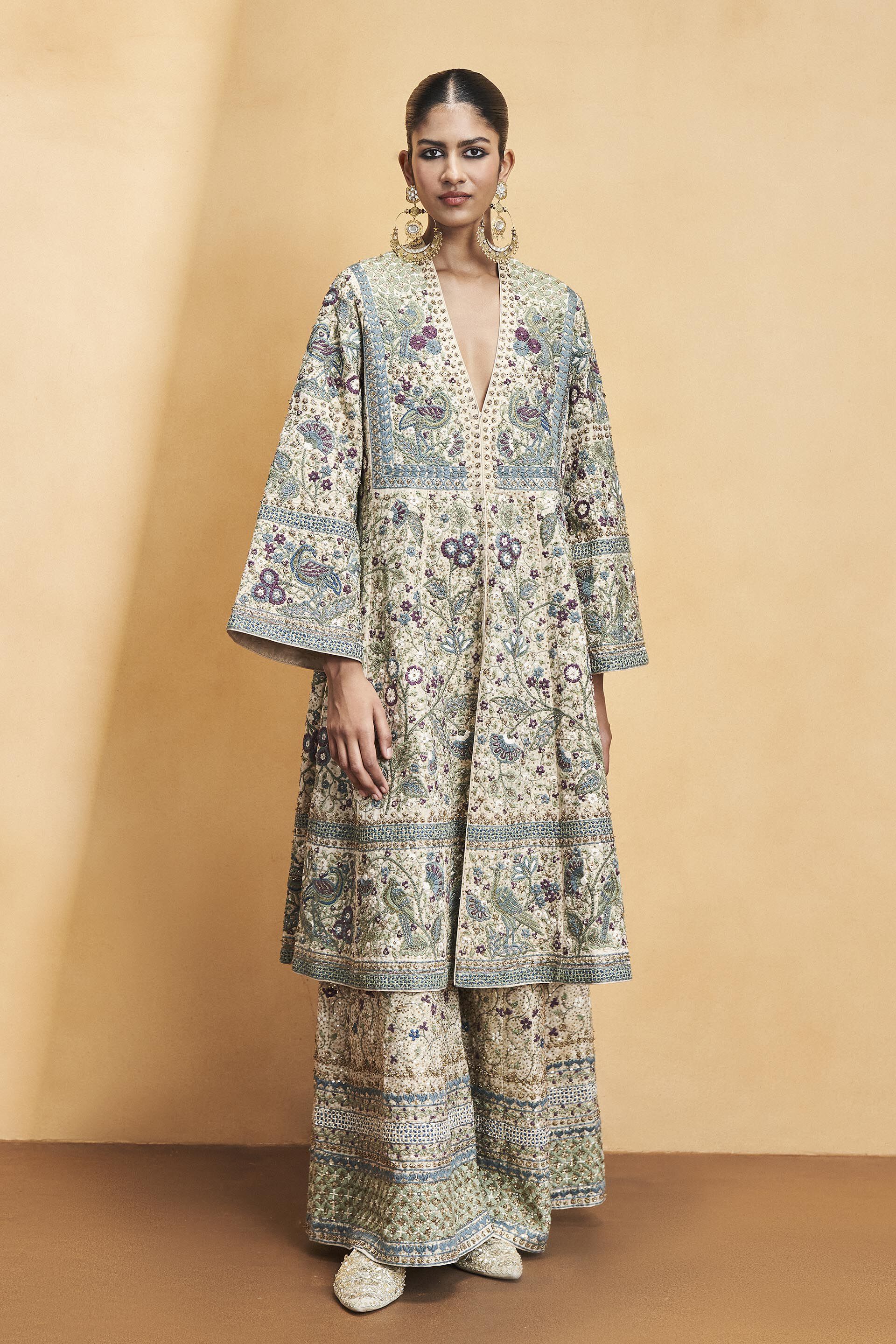 Flora and Fauna Zari Kurta Set Gold