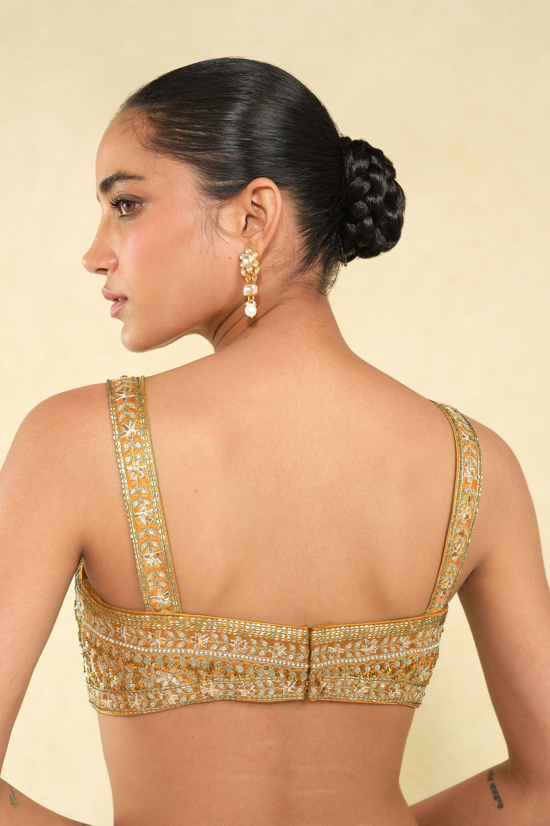 Bahi Handcrafted Bandhani Silk Saree - Mustard, Mustard, image 6