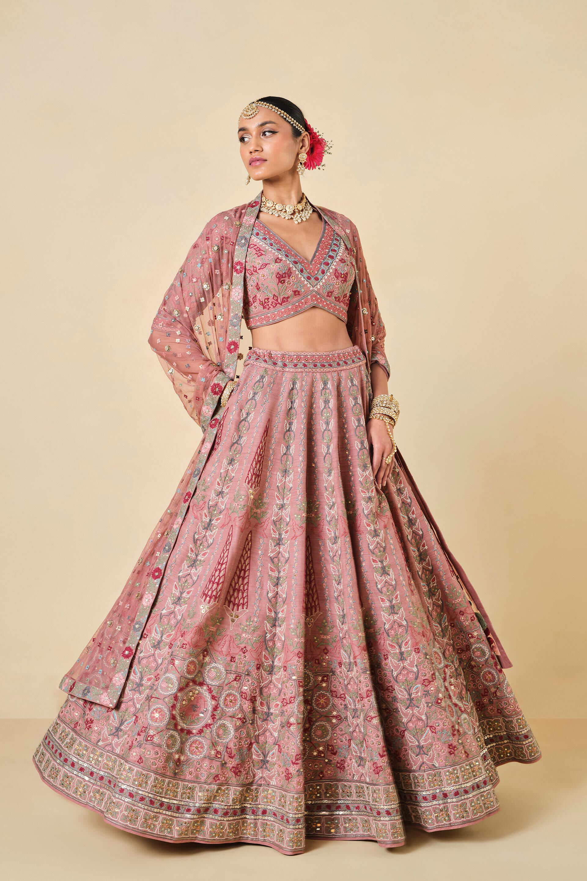 Pink Designer A Line Lehenga Choli... | Designer bridal lehenga, Bridal  lehenga collection, Bridal lehenga