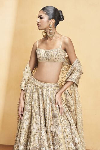 Hymn Of The Forest Gota Patti & Embroidered Cord Lehenga - Gold, Gold, image 5