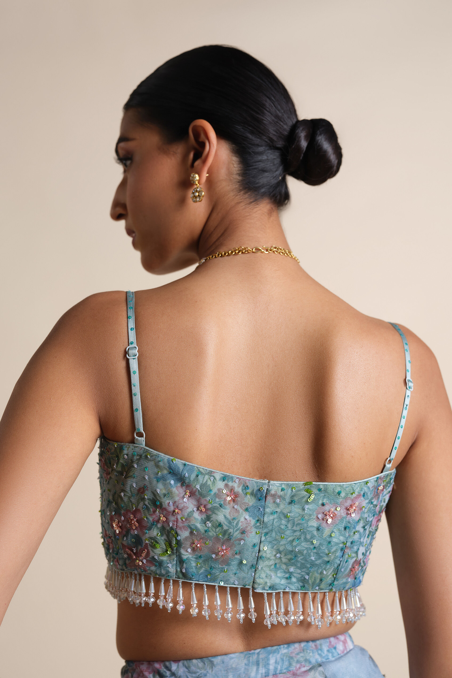 Blooming Meadows Embroidered Choli - Powder Blue