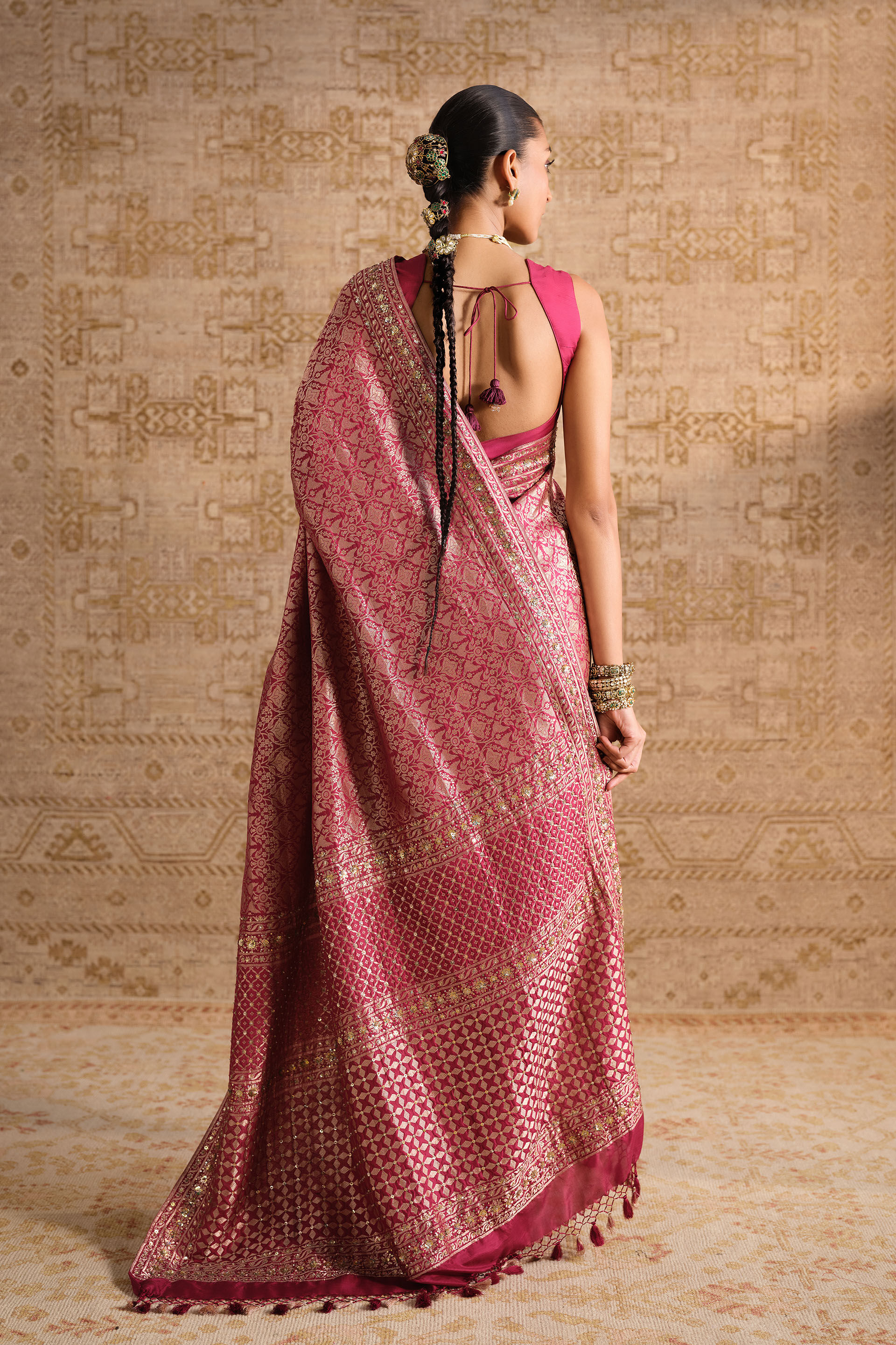 Anedya Handwoven Benarasi Silk Saree - Ruby, Ruby, image 3