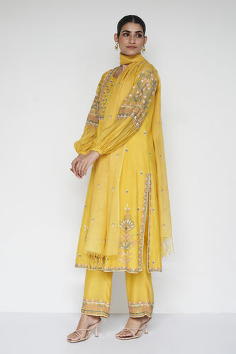 Philomel Embroidered Zardozi Silk Suit Set, Yellow, image 5