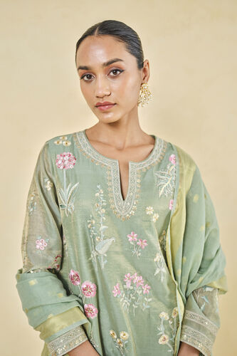 Nasrin Handwoven Maheshwari Suit Set, Sage, image 4