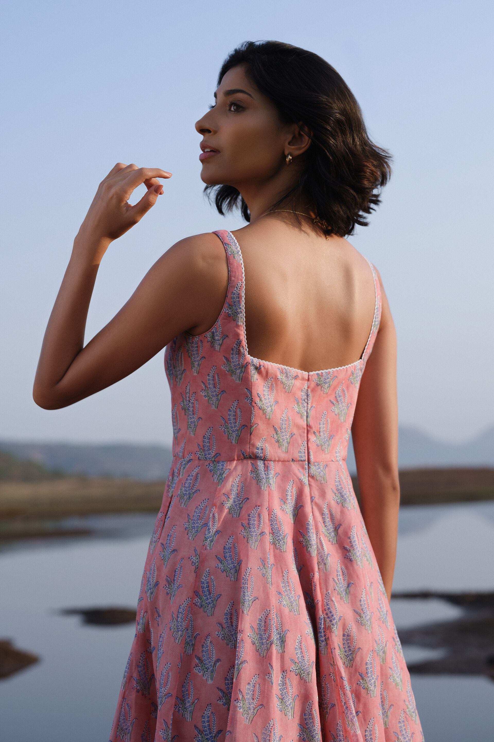 Seara Hand-block Printed Mul Dress - Pink, Pink, image 6