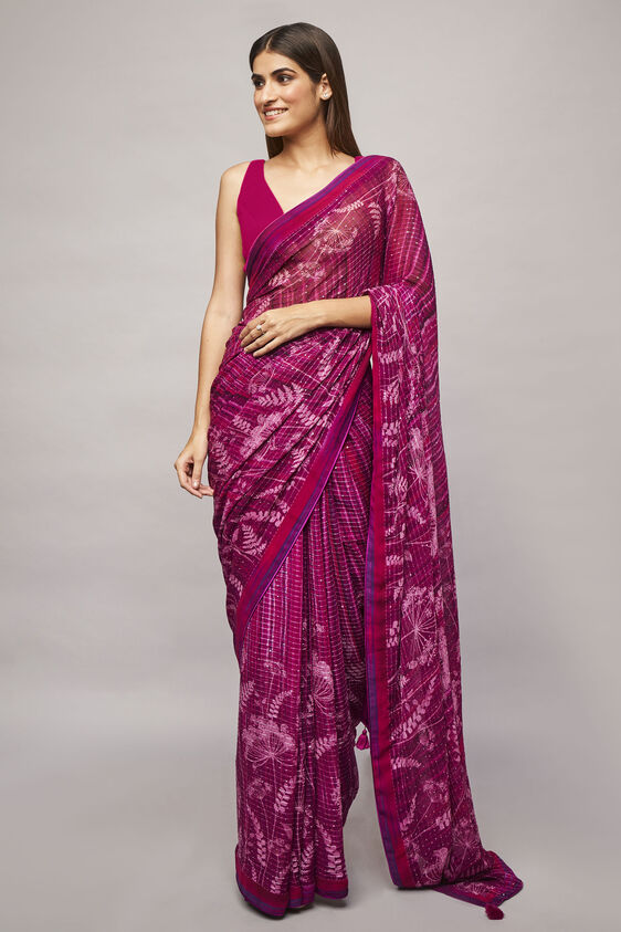 Midha Saree - Purple, , image 2