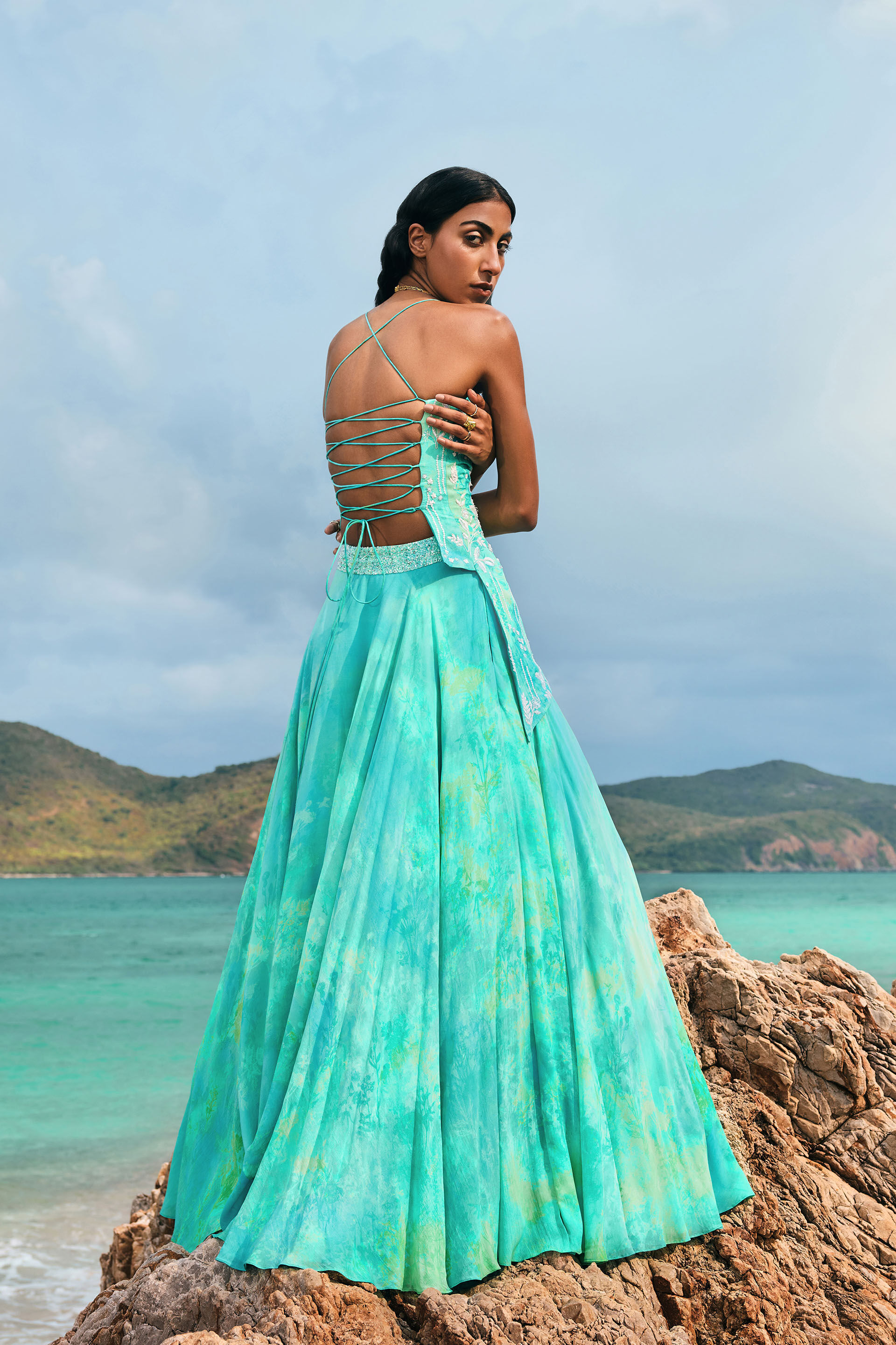 ★DEW E DEW E★OGANZA SKIRT Buy Designer Cadenza Asymmetrical Skirt Set - Aqua Online
