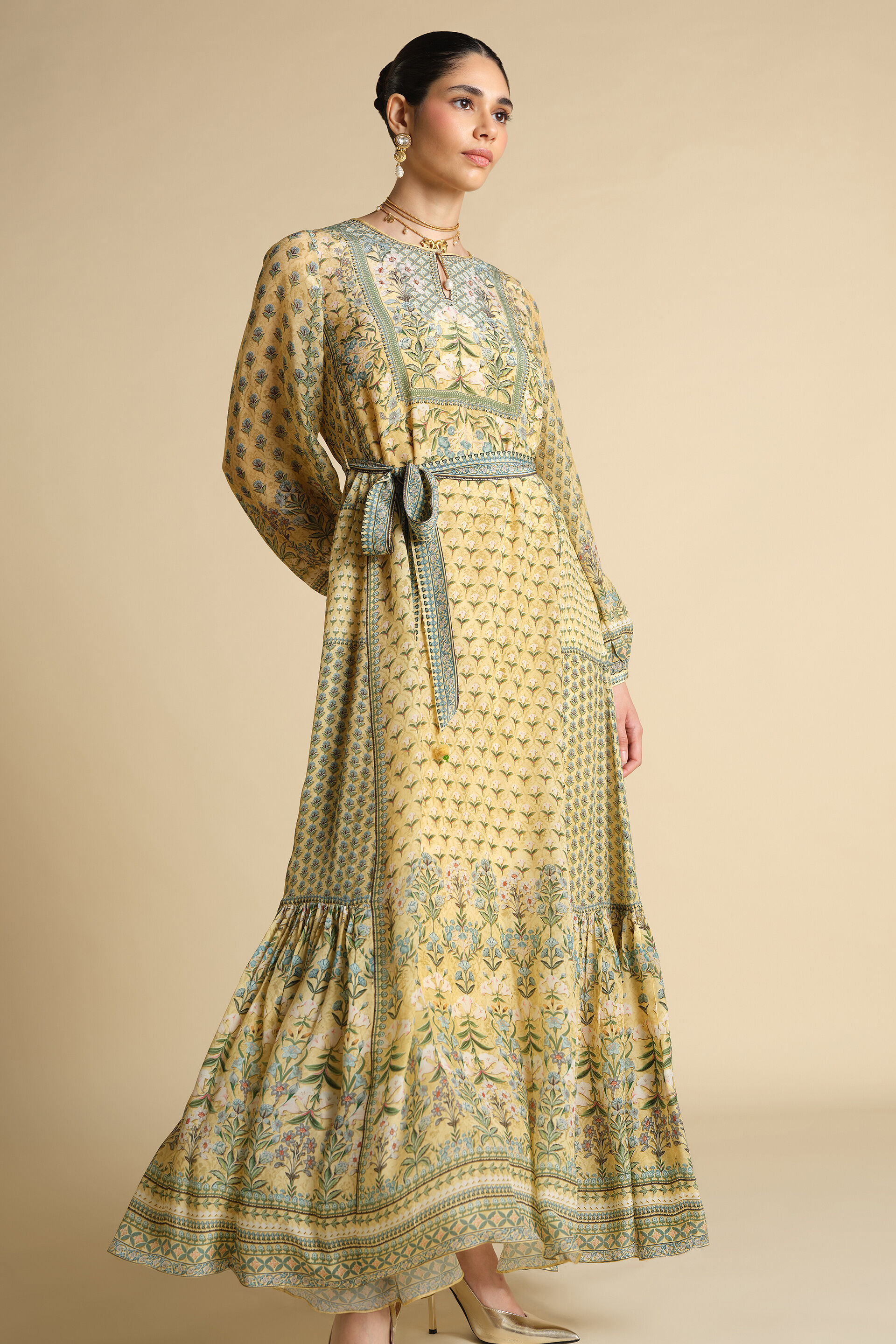 Azhaki Printed Kaftan - Yellow, Yellow, image 3