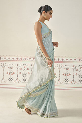 Jayalekha Embroidered Linen Saree - Powder Blue, Powder Blue, image 3