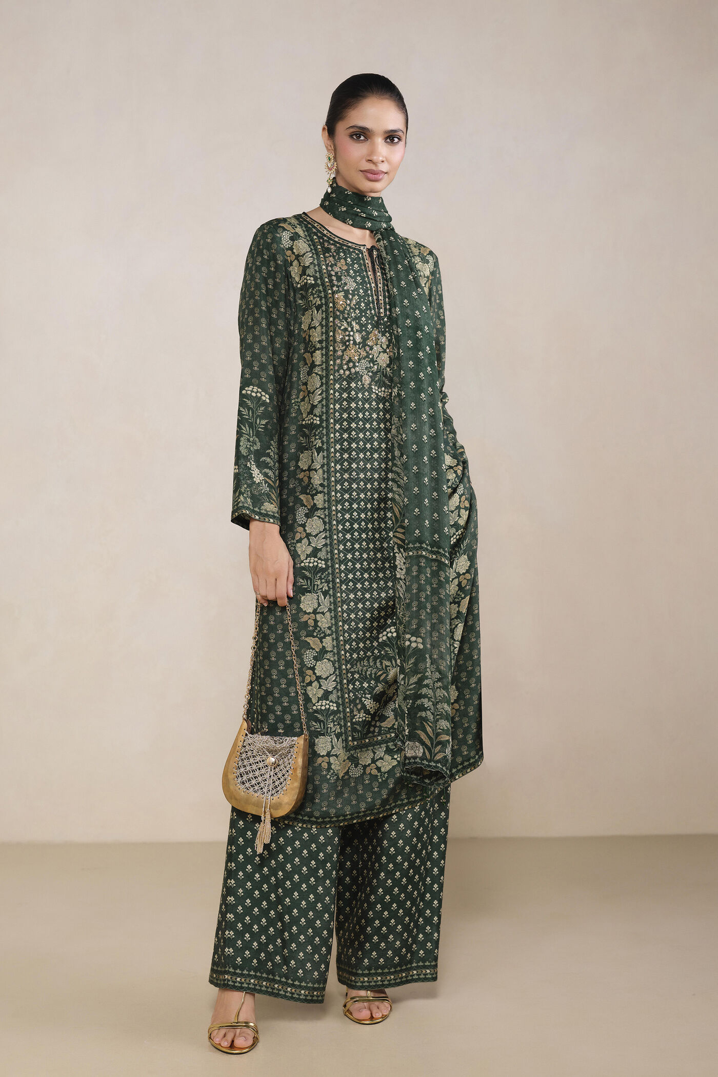 Kriti Printed Suit Set in Green