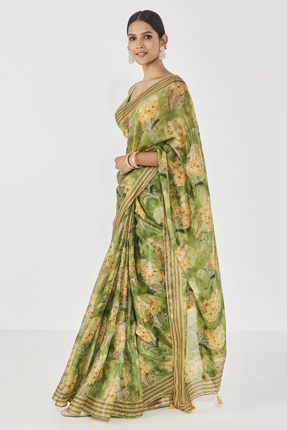 Anava Saree - Olive, , image 2