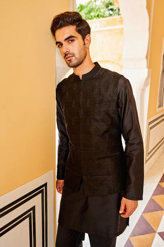 Ehan Nehru Jacket - Black, Black, image 4