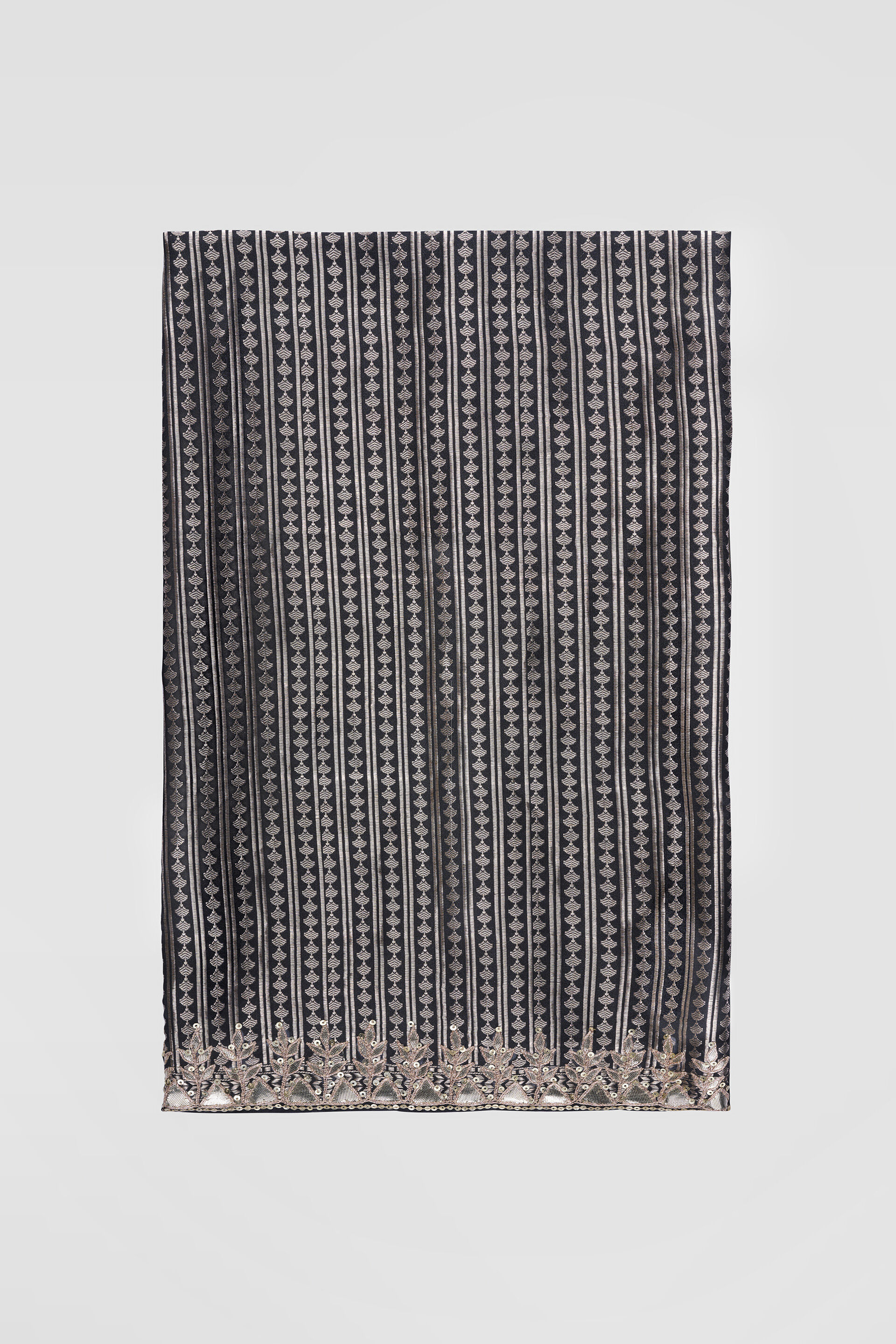 Avabha Handwoven Benarasi Silk Saree - Grey, Grey, image 12