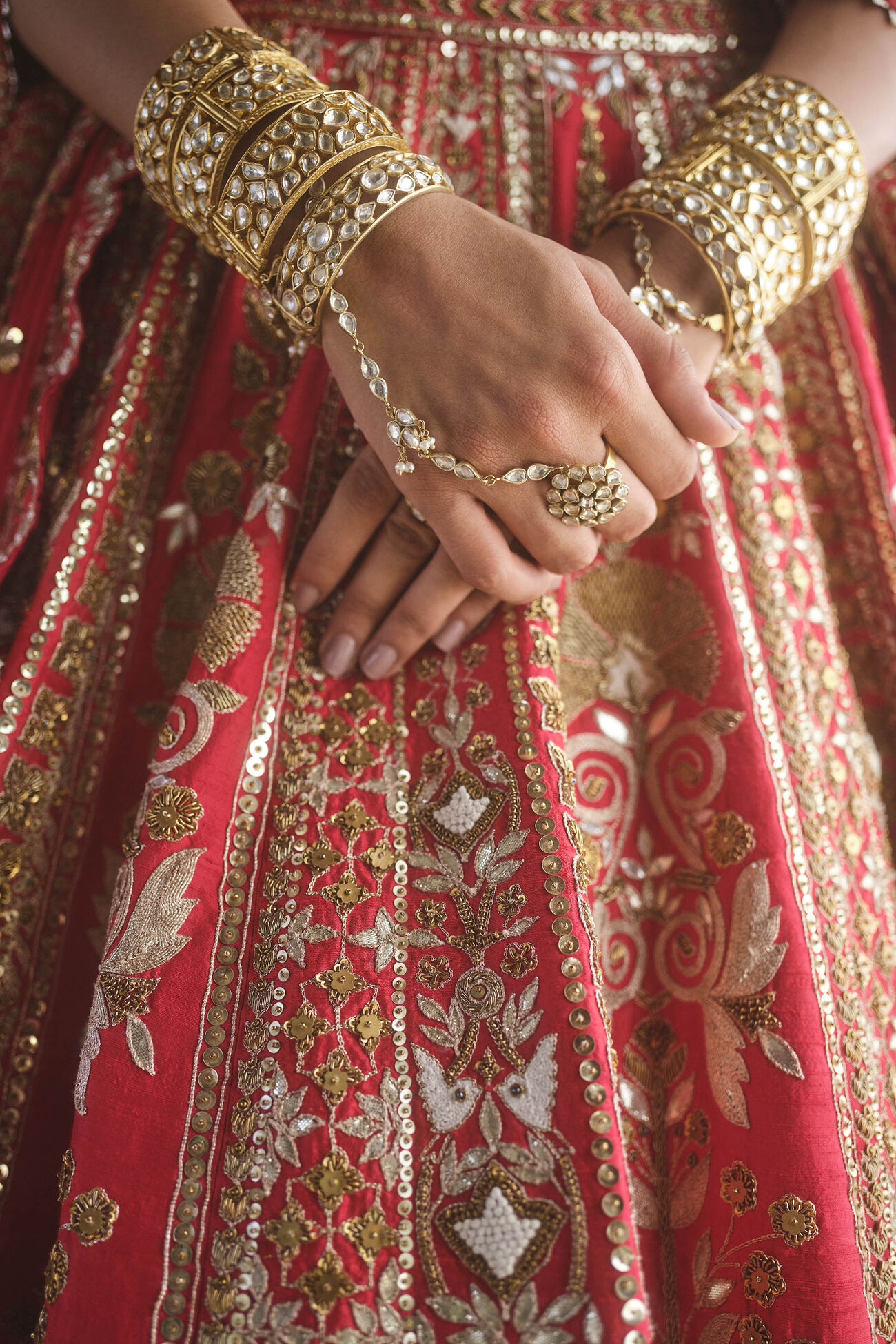 Mehreen Embroidered Zardozi Silk Lehenga Set - Red, Red, image 7