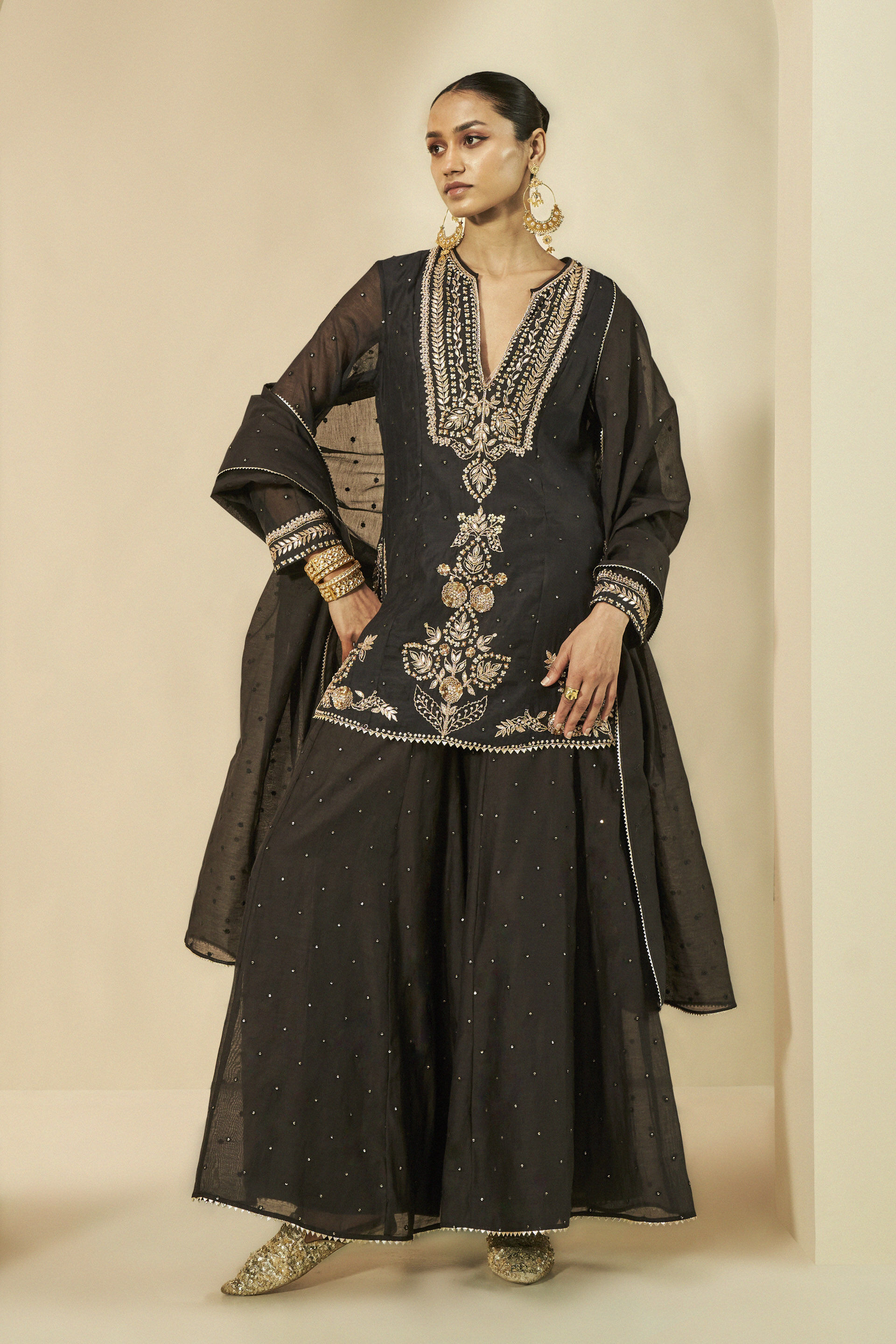 Salwar Kameez Indian Designer Georgette Partywear Kurta Sharara Set With  Sequence , Thread & Zari Work, 3 Piece Readymade Suit , Punjabi - Etsy