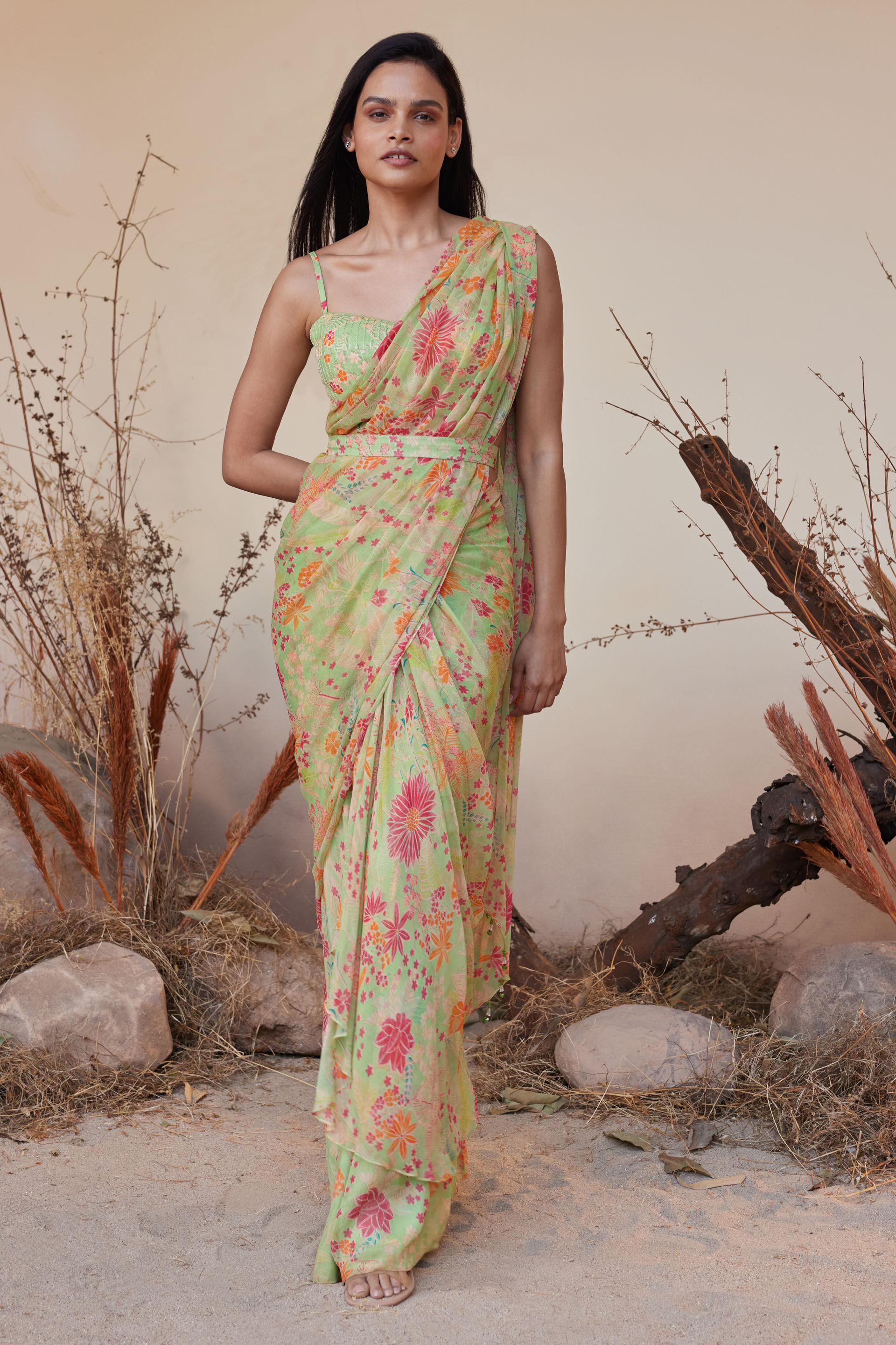 Juliette Saree Set Lime