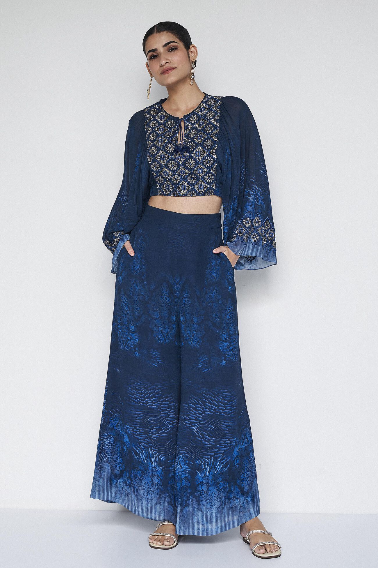Roxana Embroidered Coord Set - Blue, Blue, image 1