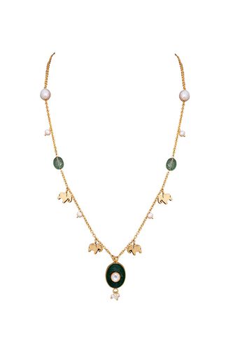 Haathi Necklace with Quartz, Crystal & Pearls, , image 1