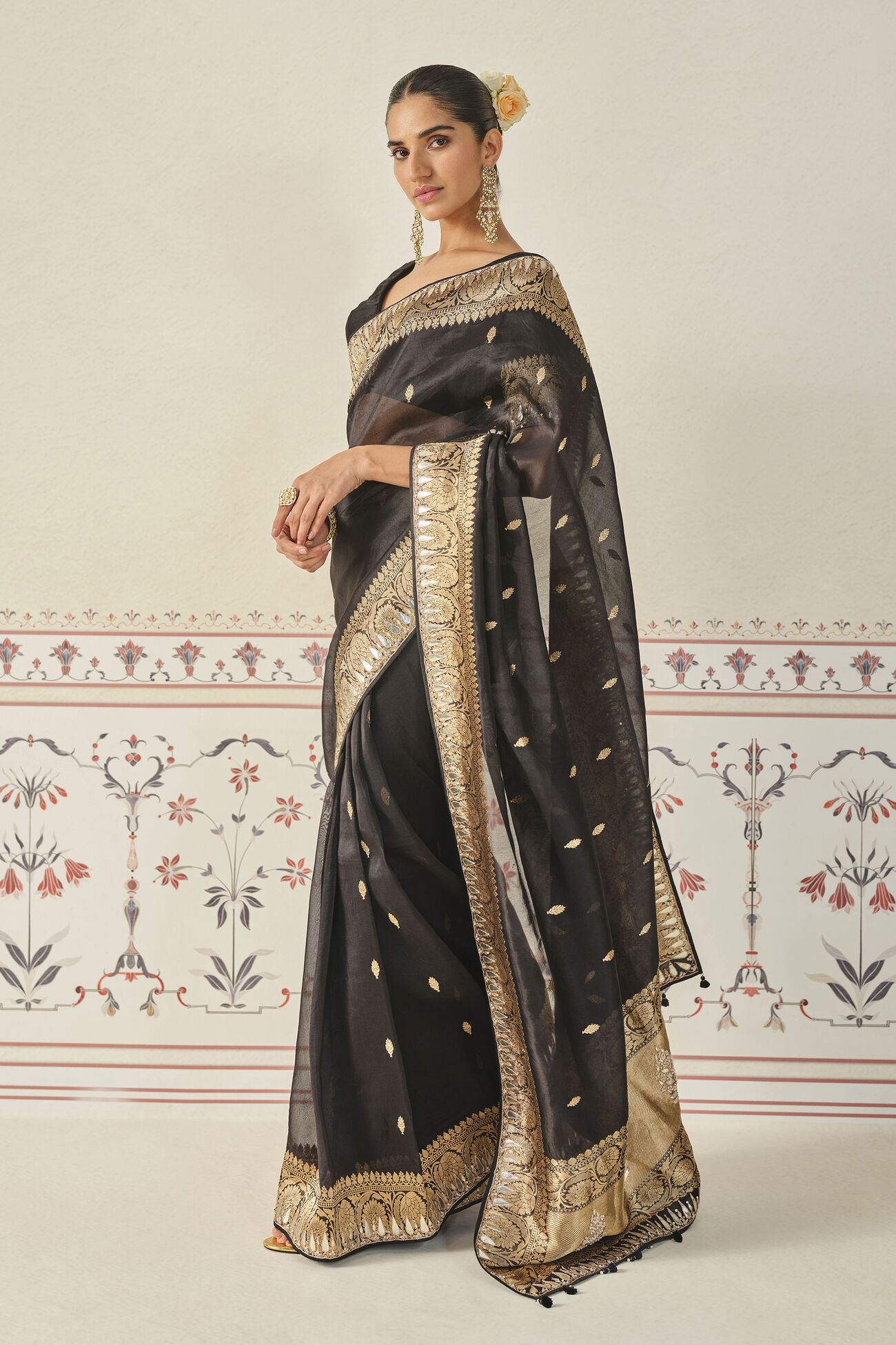 Ulka Handwoven Benarasi Saree Set - Black, Black, image 2