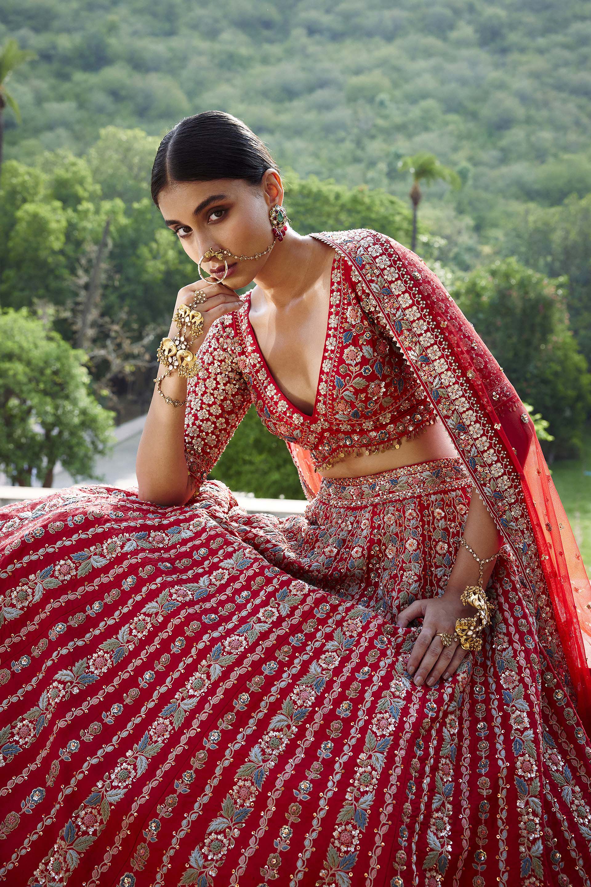 Buy online Red Net Flared Lehenga from ethnic wear for Women by Warthy Ent  for ₹2390 at 60% off | 2024 Limeroad.com