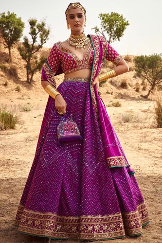 1 - Mihik Bandhani Lehenga Set – Purple, image 1