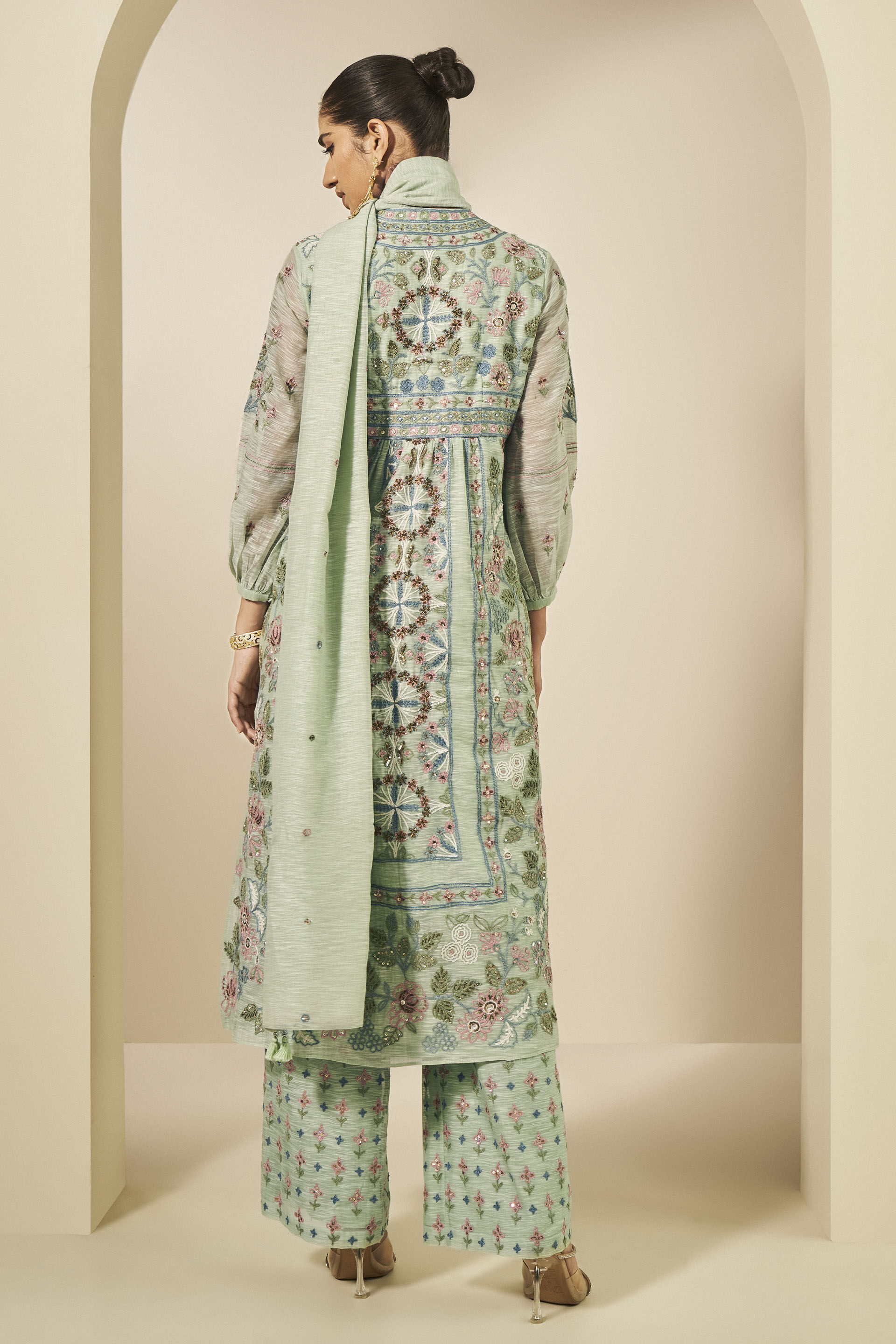 Madhuj Mul Suit Set - Sage, Sage, image 3