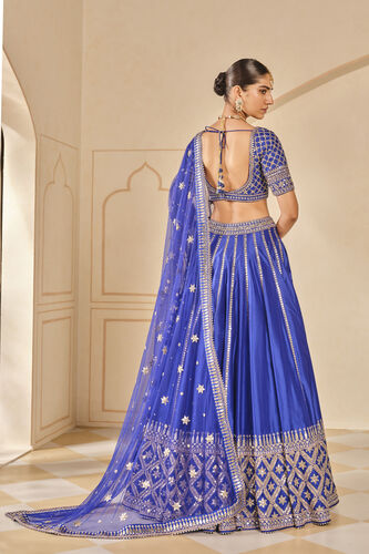 Ambar Embroidered Gota Patti Silk Lehenga Set - Blue, Blue, image 2