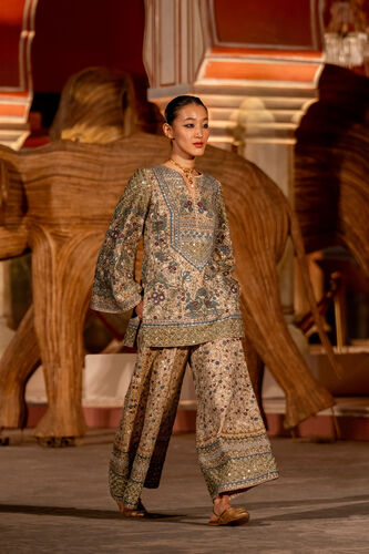 Harmony Of The Forest Embroidered Zardozi Pant Set - Gold, Gold, image 4