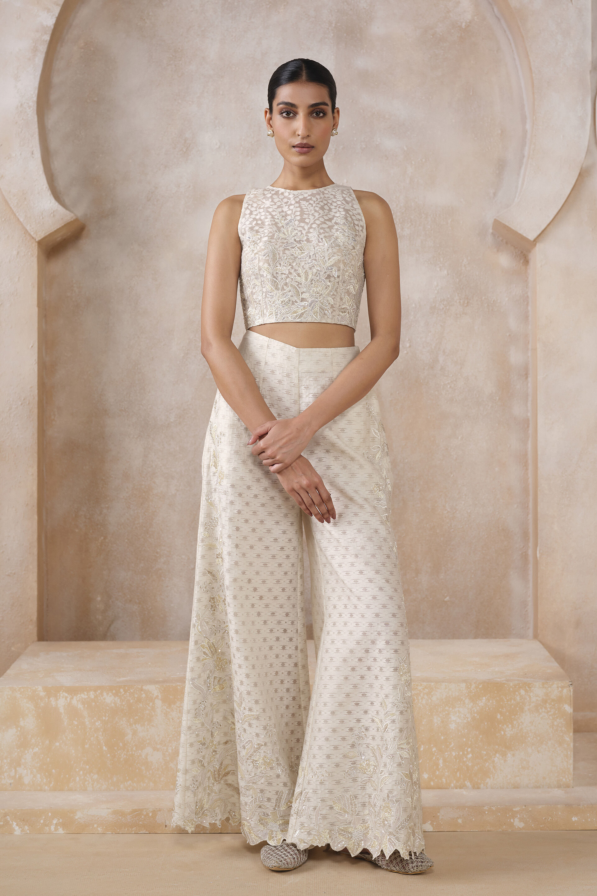 Ansel Embroidered Pant Set - Ivory