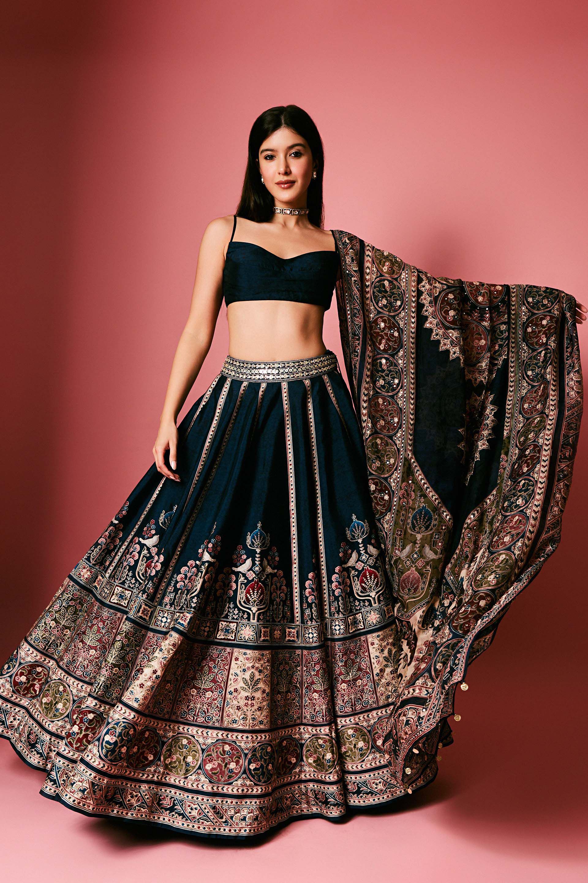 Azka Embroidered Lehenga - Blue, , image 1