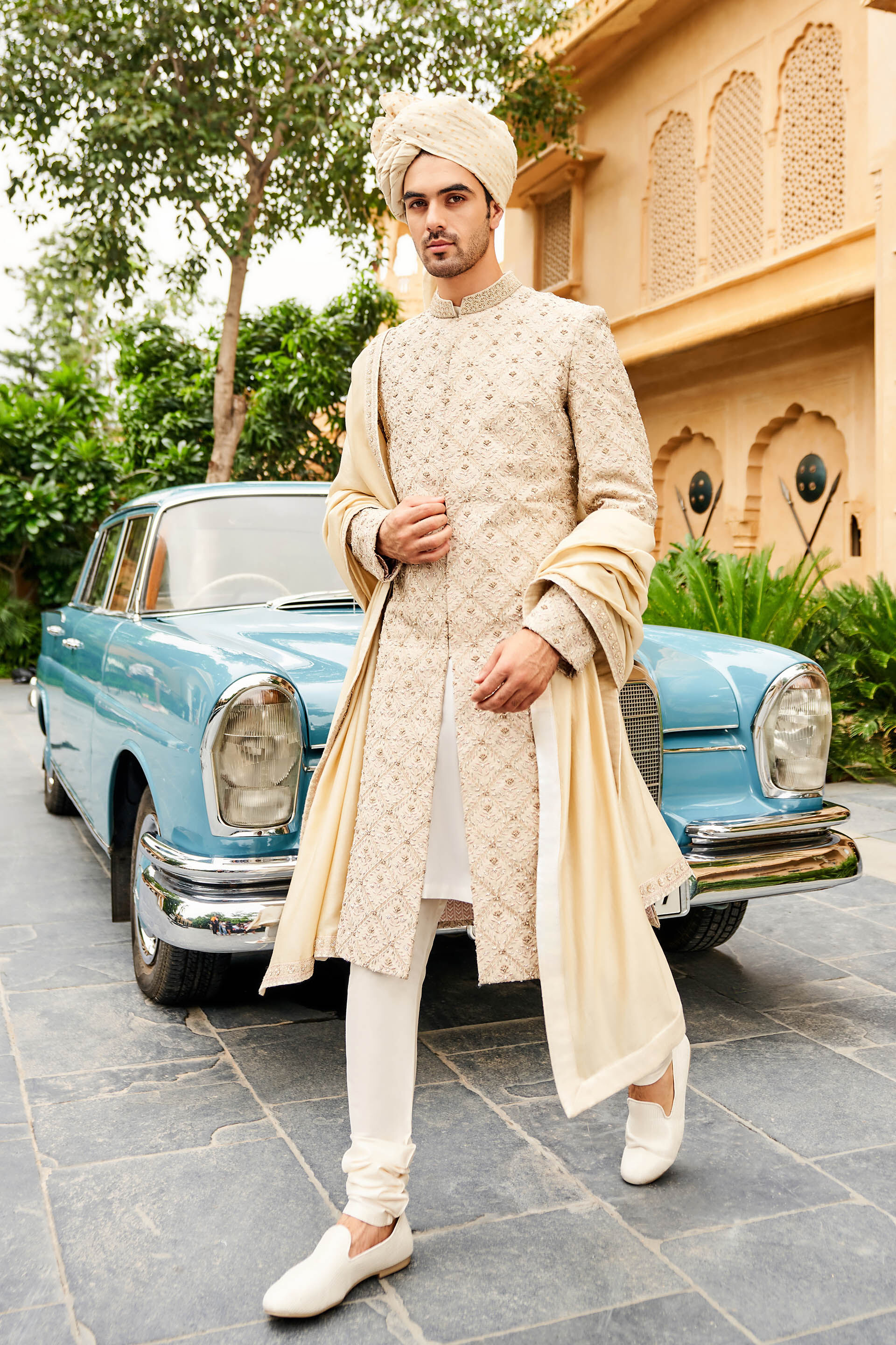 Aalekh Sherwani - Cream, Cream, image 4