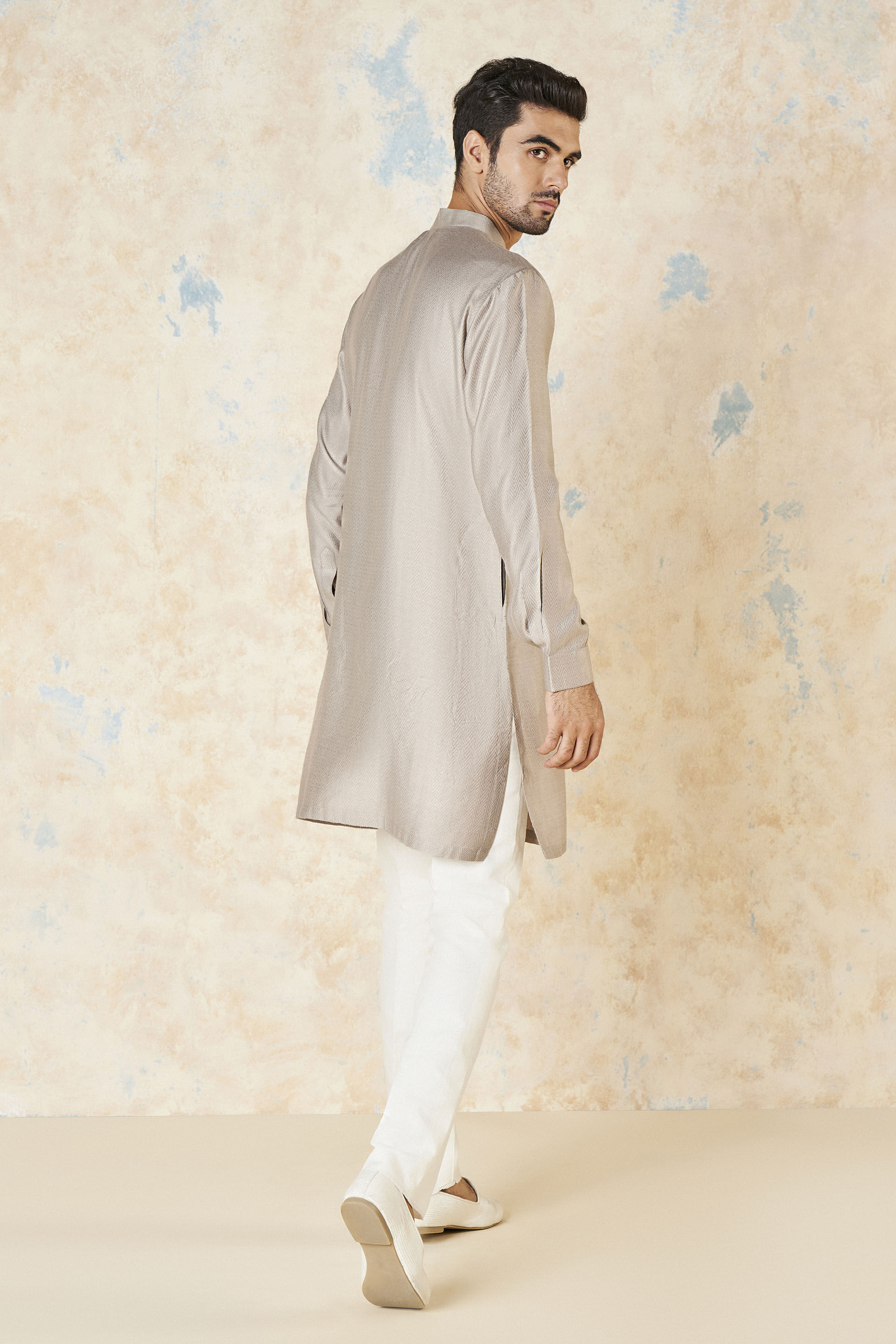 Sazil Silk Kurta - Grey, Grey, image 3