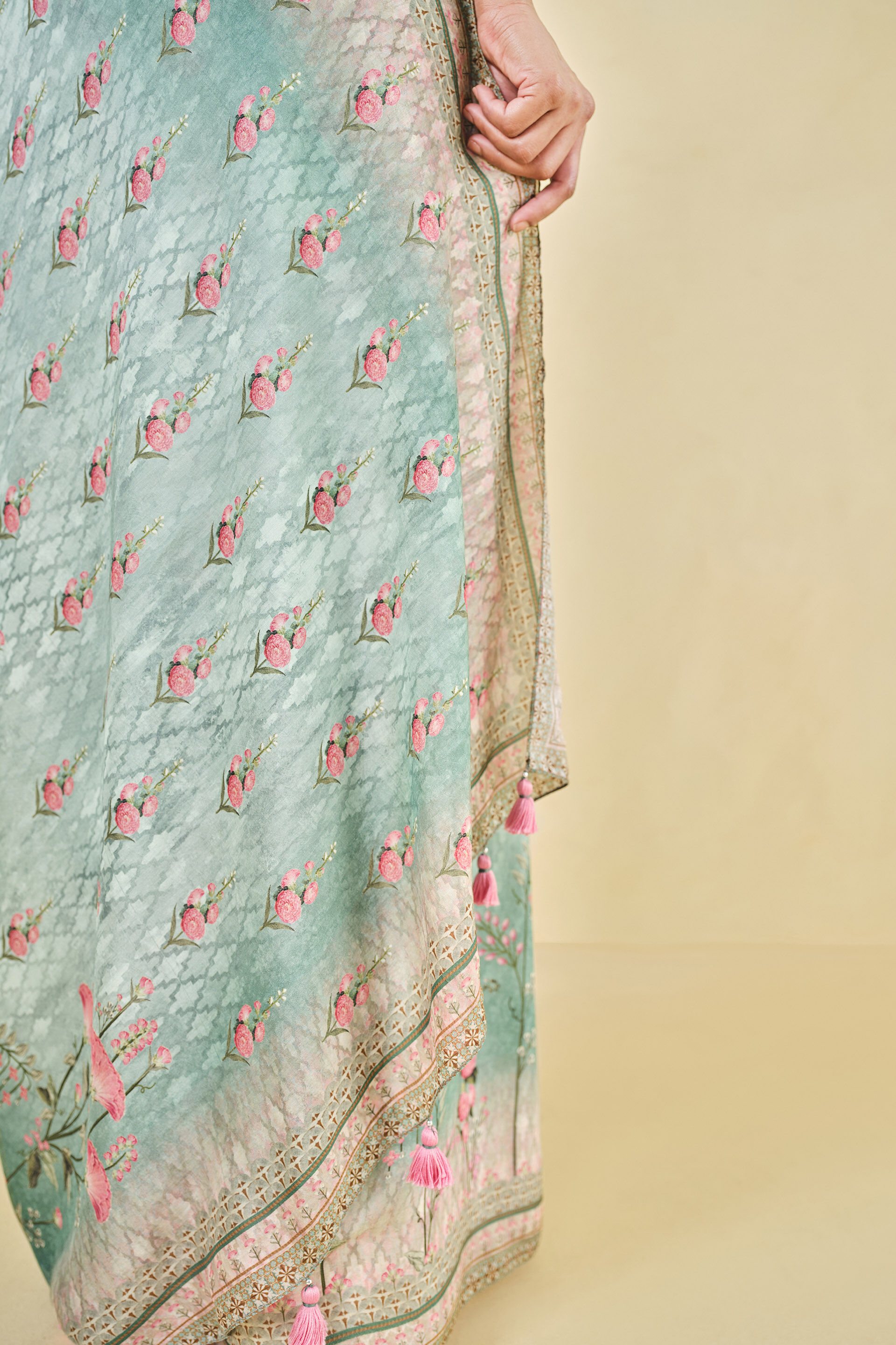 Avalon Lyocell Saree - Sage Green, Sage, image 7