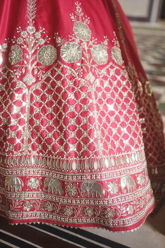 Tarangini Gota Patti Silk Lehenga - Red, Red, image 6