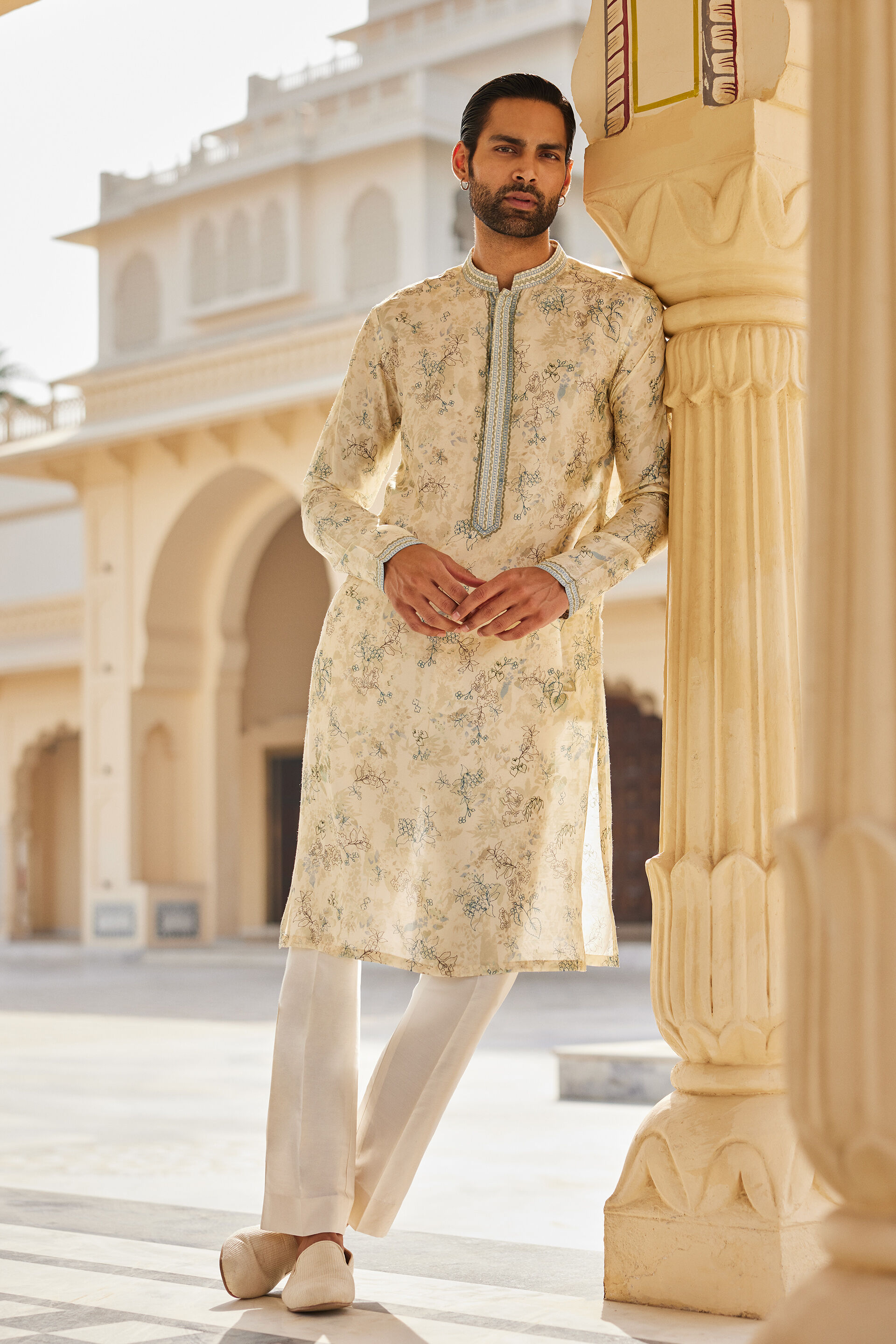 Harishva Silk Kurta - Ivory