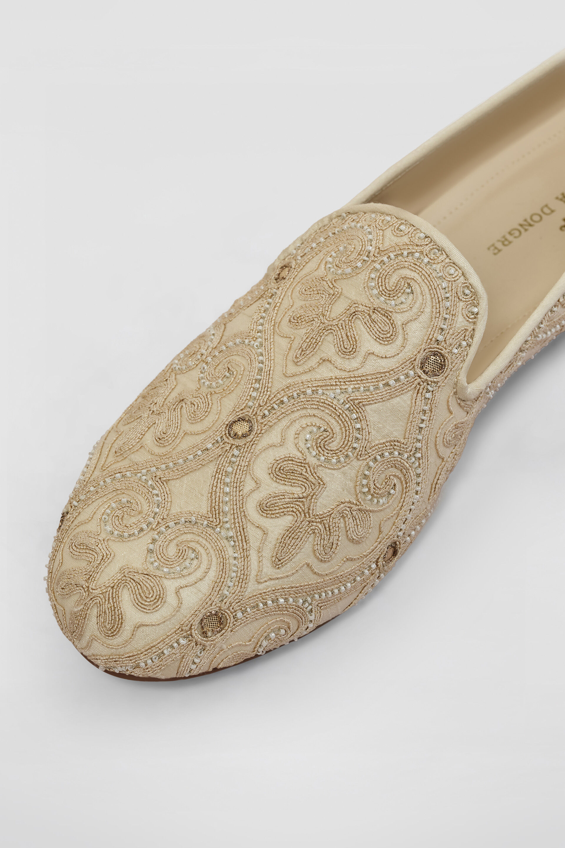 Vismay Gota Patti Silk Mojris - Ivory