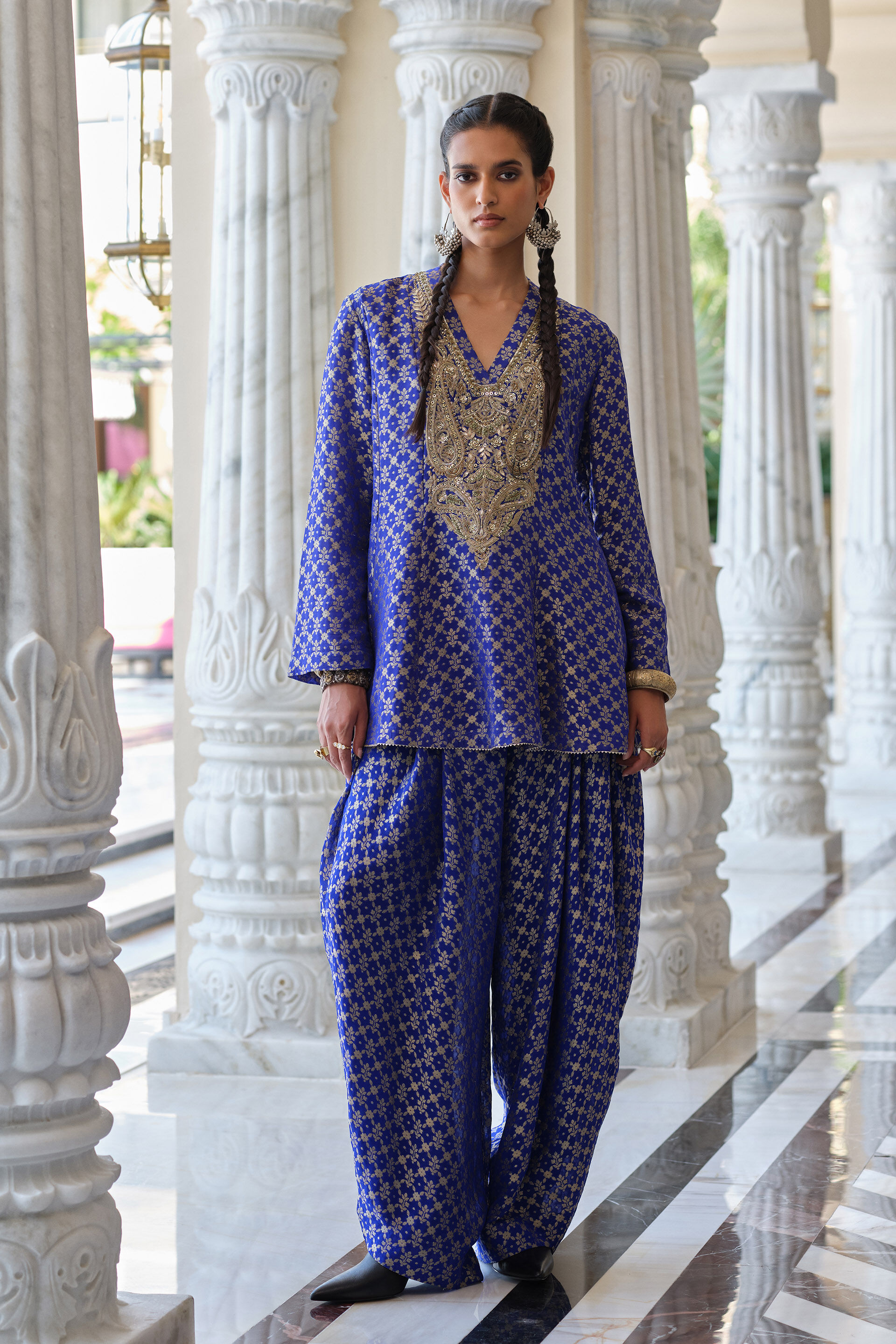 Ballad Blue Benarasi Kurta Set