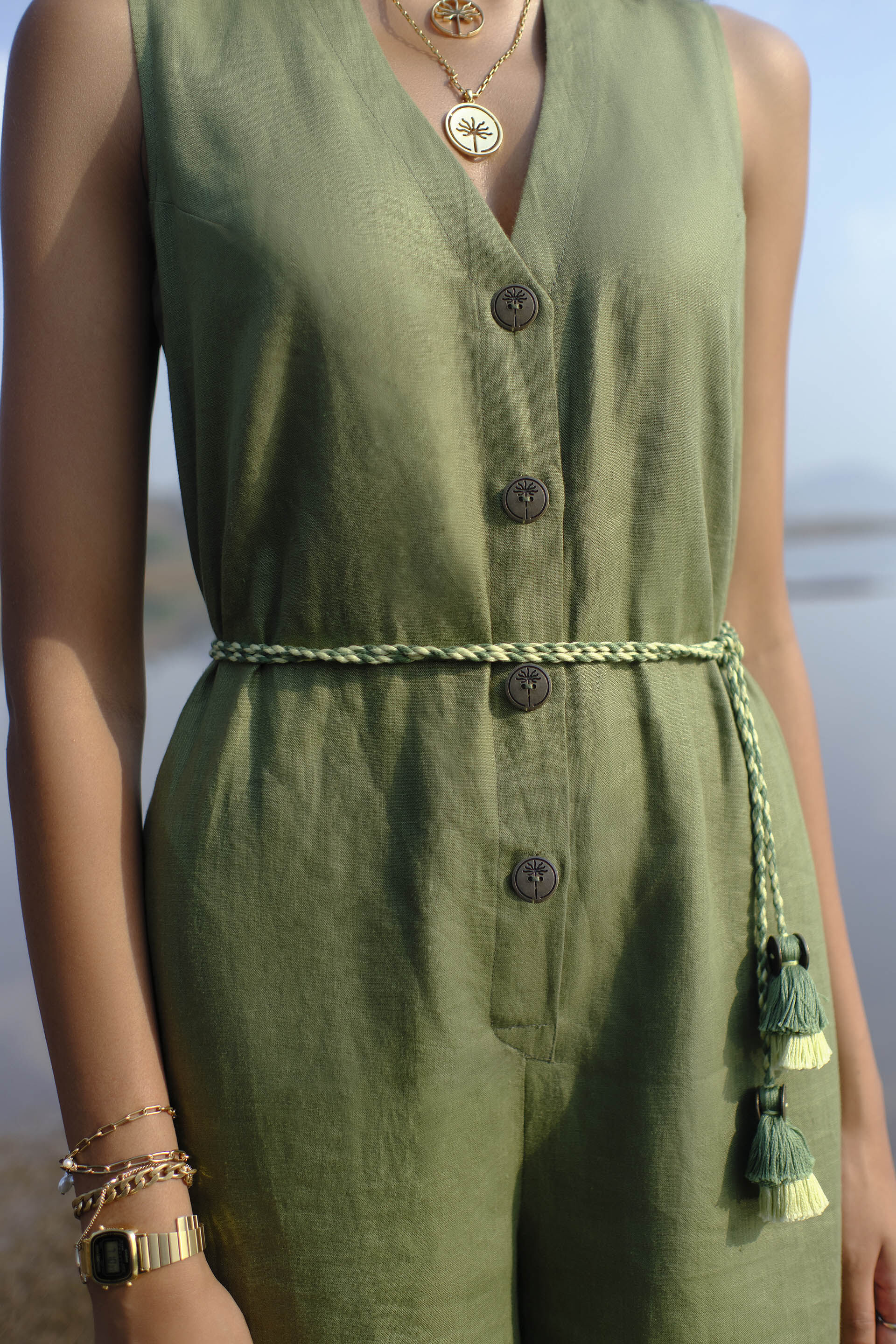 Ease Tassel Jumpsuit Olive